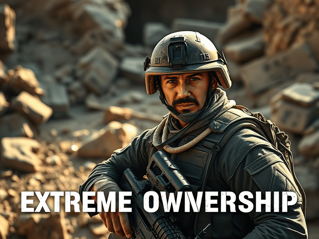 image that visually represents the concept of "Extreme Ownership" in leadership