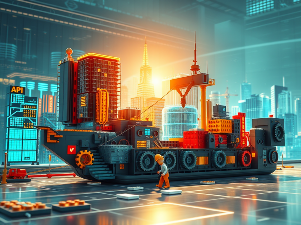 image depicting a modern, dynamic business environment representing "Composable Architecture."