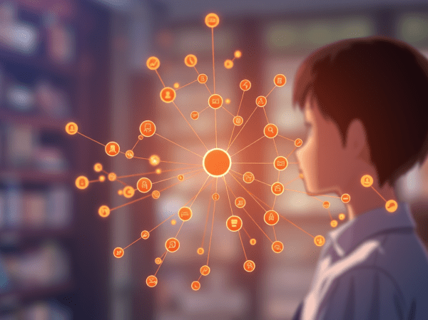 Knowledge graph diagram illustrating semantic relationships between customers, products, suppliers, and business entities — representing structured enterprise AI infrastructure